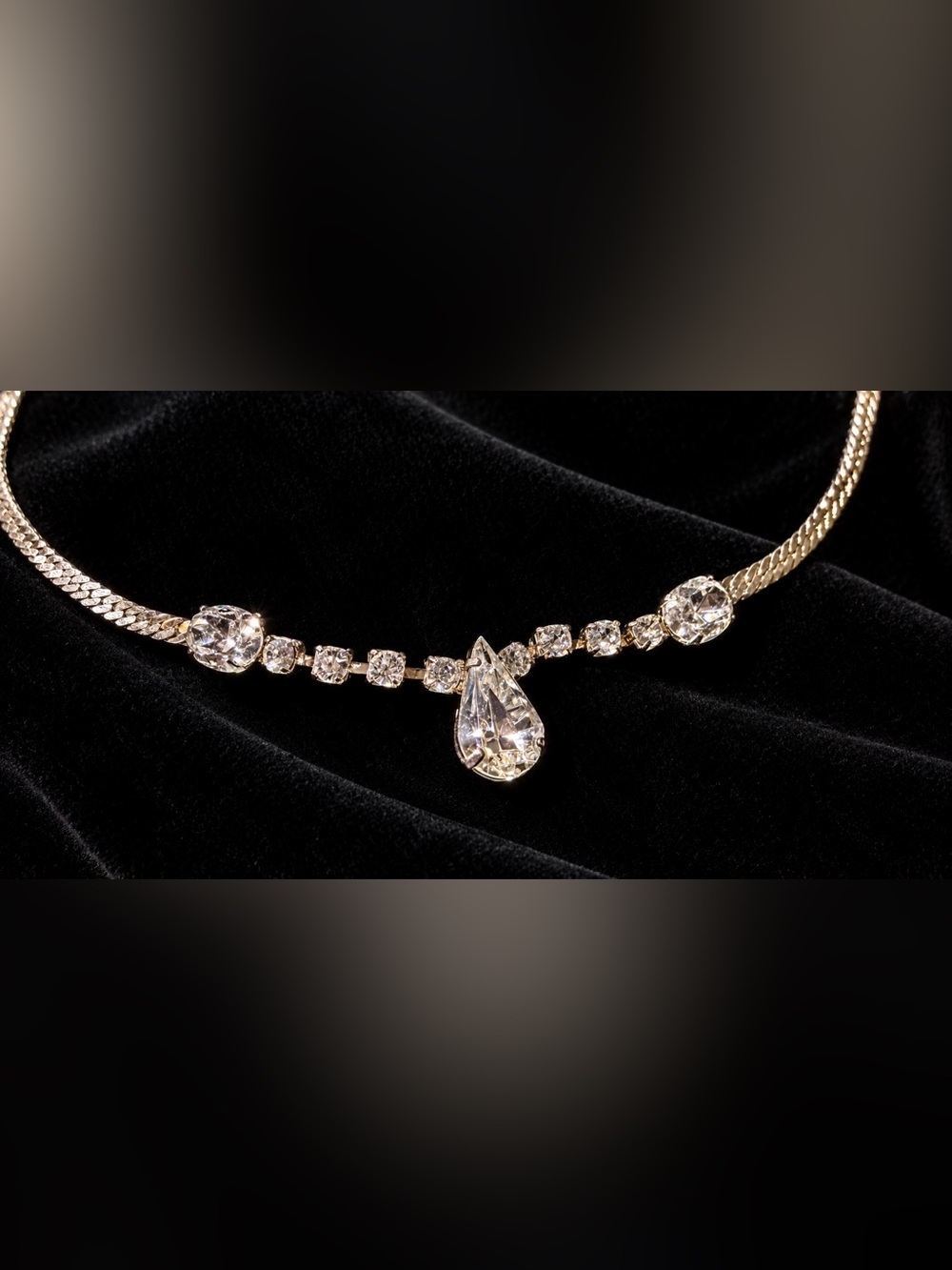 Silver Wide Flat Chain with Rhinestones